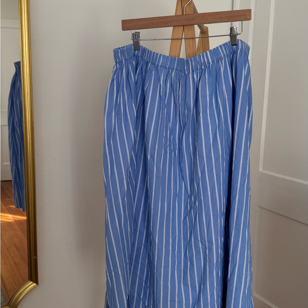 H&M Light Blue and White Striped A-Line Skirt